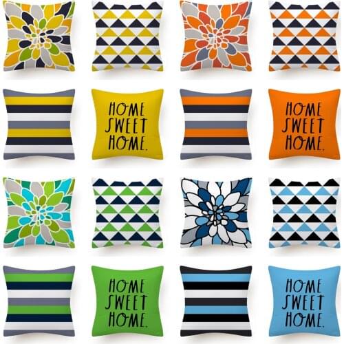 New Creative Yellow Orange Green Blue Nordic Geometry Cushion Covers Polyester Sofa Couch Throw Pillows Decorative Pillows Case