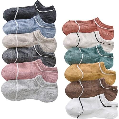 New Multicolor Women Socks Patchwork Color Stripe Cotton Womens Boat Socks Breathable Sports Casual Ankle Socks Invisible Socks