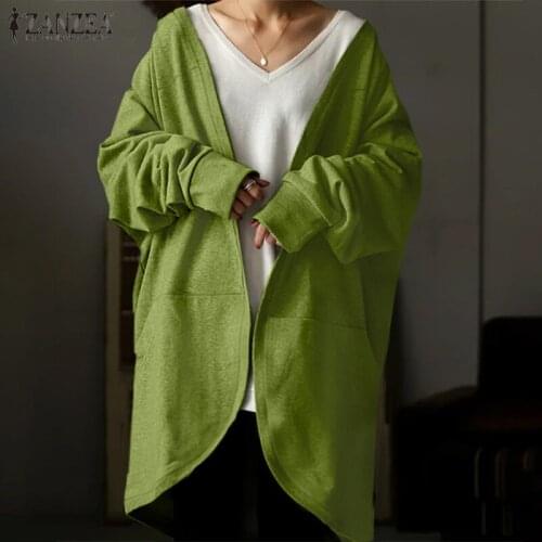 Autumn Casual Outerwear ZANZEA Women Open Front Cardigan Long Sleeve Jackets Fashion Pockets Loose Solid Thin Coats Oversized