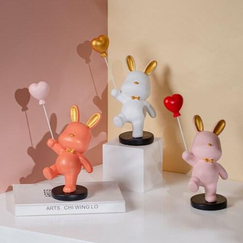 Nordic Style Resin Balloon Rabbit Sculpture Ornaments Living Room Desktop Animal Crafts Home Decoration Accessories Wedding Gift