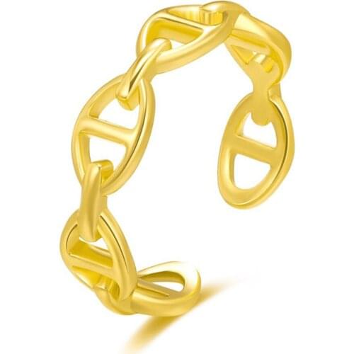 Adjustable Link Chain Finger Rings For Women Men Aneis Vintage Jewelry Punk Gold Knuckle Ring Christmas Gift