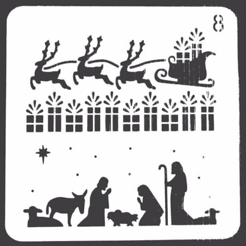 Christmas Stencils Template Reusable Plastic Craft for Art Drawing Painting Spraying Window Glass Door Car Body