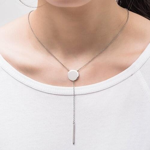 Somsoar Jewelry Stainless Steel Round Personalization Customization Disc Necklace can Engraved name photo 50pcs/lot