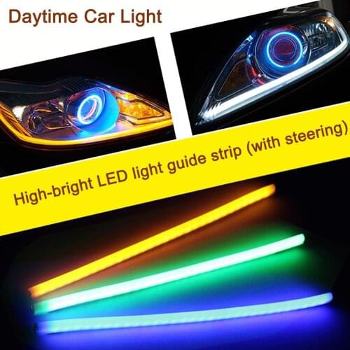 Car LED Guide Strip Ultra-thin Daytime Running Two-color Flow Belt Turn Tear Eye Light Headlights Turn Signal Brake Side Lights