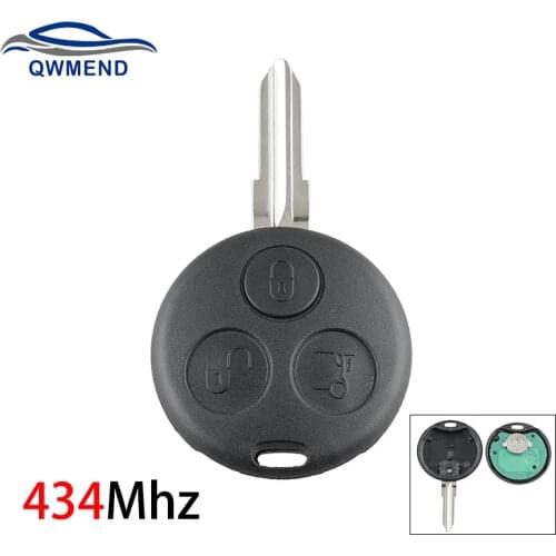 BHKEY 3 Buttons Smart Car Key for Mercedes Benz Smart City ForTwo Passion Pulse Car Remote Key 434Mhz Uncut Blank Blade