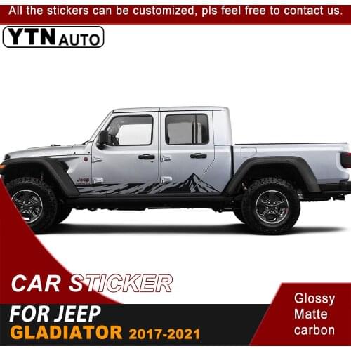 Fit For Jeep Gladiator 2017 2018 2019 2020 2021 Car Stickers Side Door Mountains Graphic Vinyl Cool Car Decals Customized