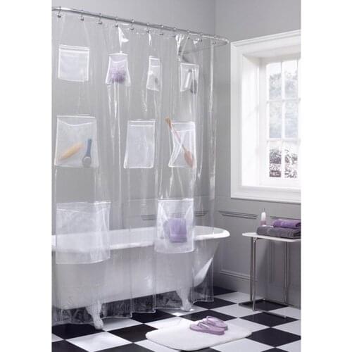7x7 inch Shower Curtain Liner with 13 Pockets PEVA Bathroom Accessaries