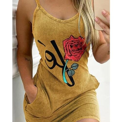 2021 Summer Women Sling Wrap Boho Floral Bow Flower Print Mini Short Sleeve Casual All-match Dress Ladies Holiday Beach