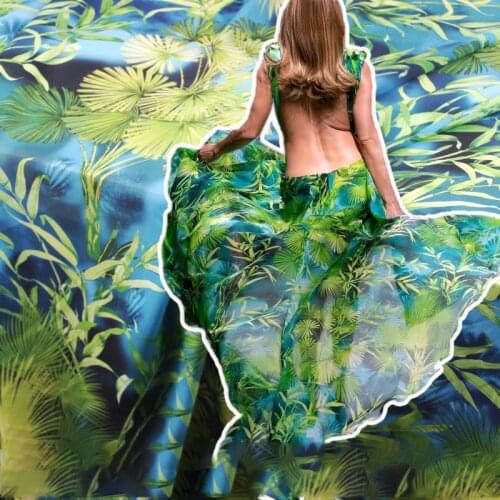 Forest Green Brand Designer Polyester Chiffon Fabric for Woman Summer Dress Blouse Sewing DIY Needlework Material