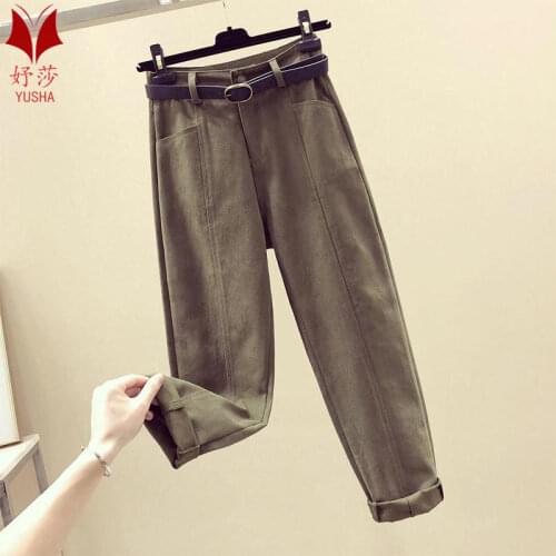 Baggy Pants Women Harem Pants Capri Tooling Casual Pants High Waist Straight Harem Pants Fall 2020 Winter Pants Women Pantalones