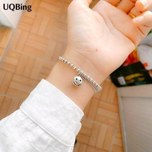 2020 New Vintage Korean Design 925 Sterling Silver Charm Smile Face Beads Bracelets For Women Birthday Gifts