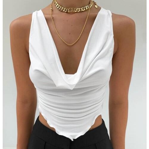 2021 Woman Tank Top Summer Y2K V Neck Sexy Crop Tops Tees Fashion Casual Streetwear Cherry Ruched Pink Sleeveless