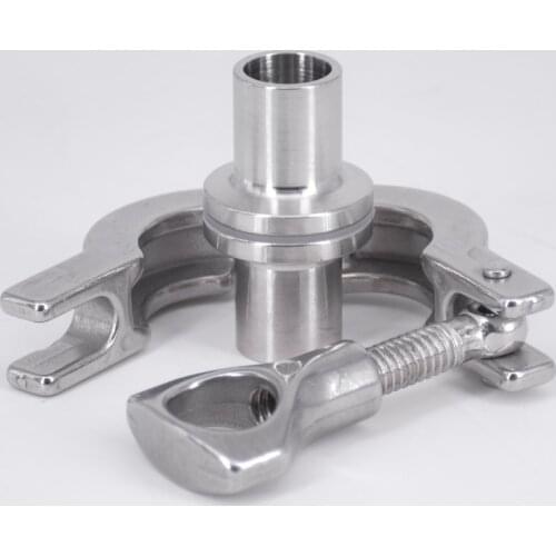 0.5" Tri Clamp x 16mm Pipe OD Stainless Sanitary 2 PCS SS304 Weld Ferrules + 1 PC SS304 Clamp + 1 PC Silicon Gasket