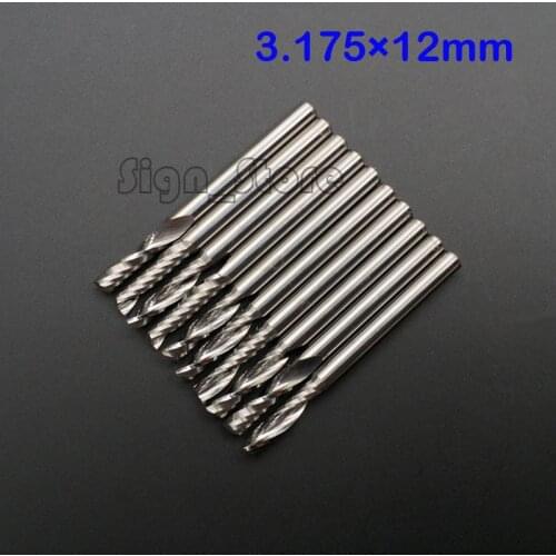 10pcs 1/8" High Quality Cnc Bits Single Flute Spiral Router Carbide End Mill Cutter Tools 3.175 x 12mm