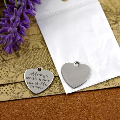 10pcs--stainless steel charms"A lways wears your invisible crown"5 style for choosing DIY Charms pendants