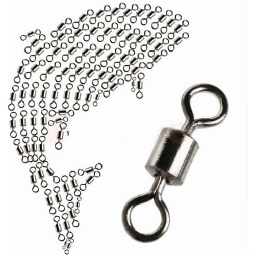 50PCS/SET Fishing Rolling Barrel Swivel Stainless Steel Nickle Barrel Swivel Fishing Line Connector Fishing Accessories