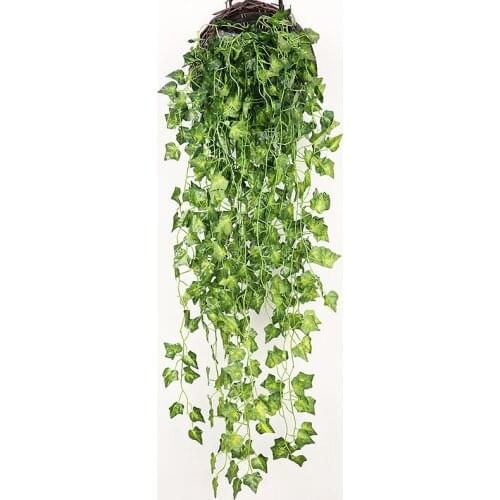 90cm Artificial Green Plants Hanging Ivy Leaves Radish Seaweed Grape Fake Flowers Vine Home Garden Wall Party Decoration