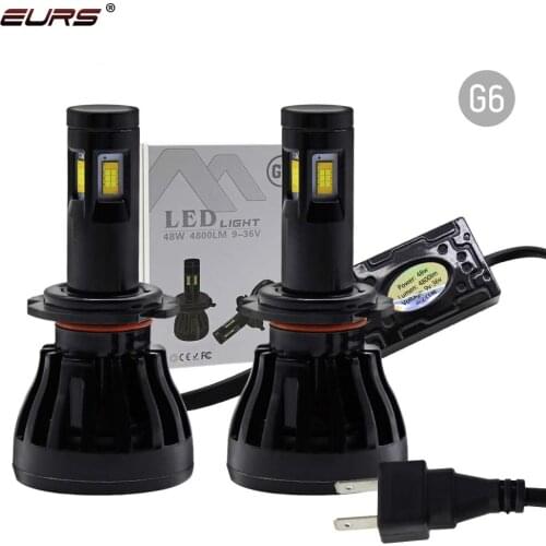 EURS 2PCS H7 H11 Led Canbus Bulb 96W 9600LM Car headlight H4 Hi/Lo Beam H1 LED H3 H9/H8 6000K Led ZES chip 24V 12V H11 Fog Light