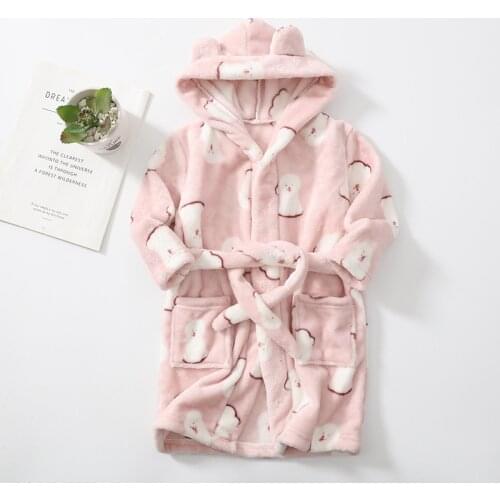 Boys Bathrobe Child Flannel Sleepwear Baby Girls Cartoon Pajamas Kids Bath robe Children Clothing Teenager Clothes 2 to 12 Years