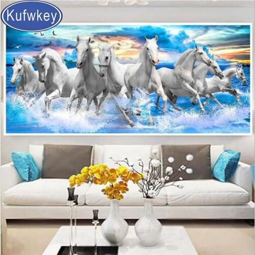 White horse big size diamond paintings full round drill 5d diamond mosaic novelties 3d Cross stitch home decor handmade art