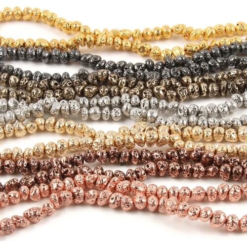 Natural Volcanic Rock Lava Beads 6-8mm Freeform Loose Spacer Egg Beads for Jewelry Making DIY Bracelet Necklace Accessories 15