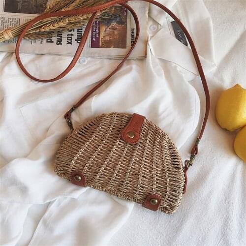 Casual shell box women rattan shoulder bags bohemian wicker woven ladies messenger crossbdoy bag summer beach small straw purses