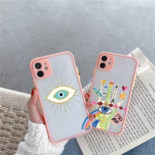 Turkish lucky Blue Evil Eye Phone Case matte transparent For iphone 7 8 11 12 plus mini x xs xr pro max cover