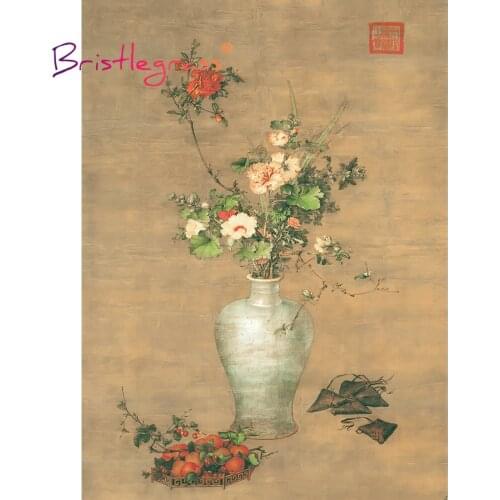 BRISTLEGRASS Wooden Jigsaw Puzzle 500 1000 Piece Flower Vase Castiglione Educational Toy Collectibles Chinese Painting Art Decor