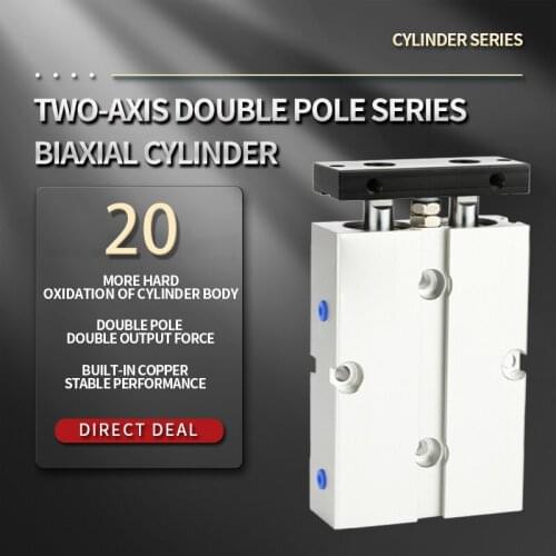 Double Shaft Double Rod High Thrust Air Cylinder Bore 20mm * Stroke 10/30/40/50/60/70/80/90/100MM TN Series