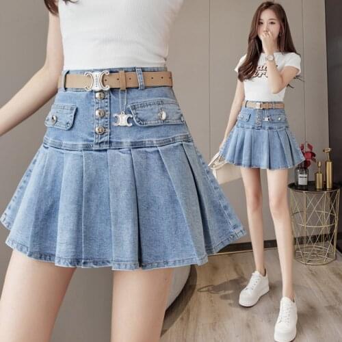 High waist denim skirt short skirt female 2021 spring and summer European goods are thin and age-reducing fashion short skirt
