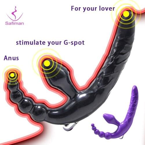 Strapless Strap on Dildo Vibrator Sex Toys for Adult Double Penetration Anal Plug Anal Beads G spot Vibrators for Women Lesbian