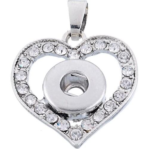 Hot sale heart snap Pendant necklace fit 12mm snap buttons fashion DIY Fittings for snap jewelry wholesale XL9022
