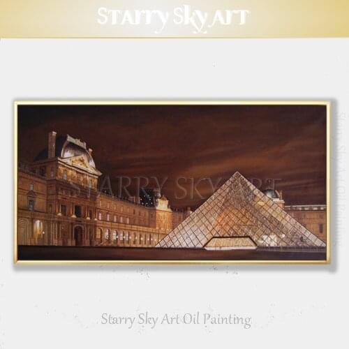 Skilled Artist Hand-painted High Quality Famous Louvre Oil Painting Well Known Museum Louvre Landscape Oil Painting for Decor