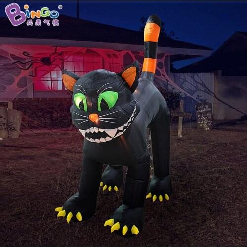 Custom Made 3.4 Meters High Inflatable Halloween Black Cat Balloon With Lights For Outdoor Decoration Toys - BG-F022