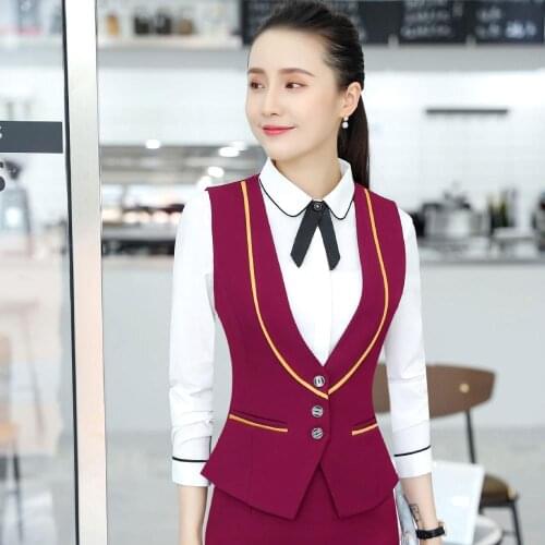IZICFLY Autumn Red OL formal professional vest women Slim business Office New Style Ladies Waistcoat plus size Work uniforms