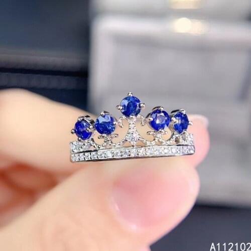 KJJEAXCMY fine jewelry S925 sterling silver inlaid natural sapphire girl vintage ring support test Chinese style hot selling