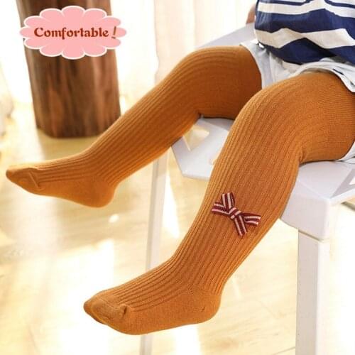 Baby Girls Pantyhose Infant Toldder Cotton Bow knot Tights Solid Color Striped Warm Stockings Kids Sport Pant Leggings 0-11Years