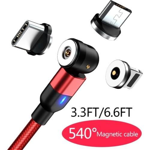 540 Degree Rotate Magnetic Cable For iPhone Charger USB Type C Phone Cable For Xiaomi Samsung Magnet Charge Micro USB Cable