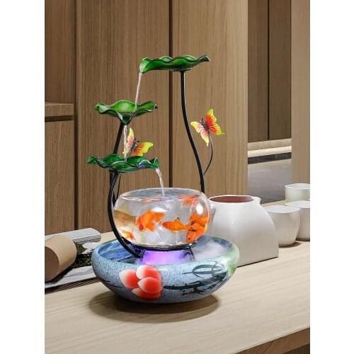 TT Small Desktop Loop Water Fountain Living Room Fortune Fish Tank Fortune Decoration Creative Moving into the New House Opening