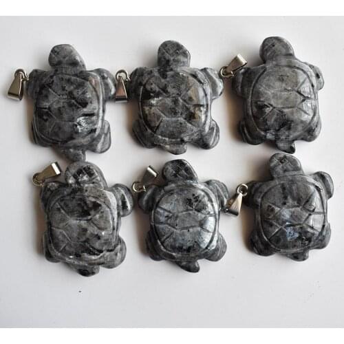 Fashion Good quality natural labradorite stone Tortoise carved pendant for necklace jewelry making wholesale 6pcs/lot free