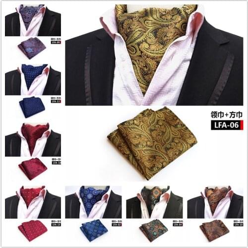 Fashion Men Formal Occasion Scarf Pocket Square Set Luxury Woven Scarves with Handkerchief Sets