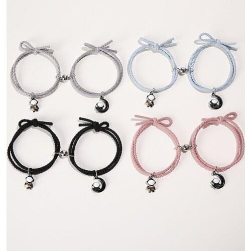 Cartoon Magnetic Couple Bracelets with Moon Robots Pendant Cute Mutually Attractive Friendship Rope Gifts for Friends XRQ88
