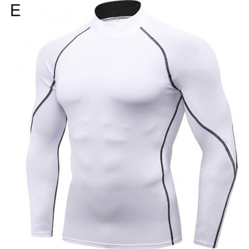 80%HOTMens Mens Fitness Gym Running Shirt Breathable Long Sleeve Sports T-shirt Autumn High Collar Long Sleeve Sports Fitness
