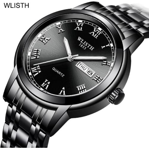 2021 New Business Mens Watch Room Gold Watch Double Calendar Waterproof Quartz Watch Luminous Steel Band Quartz Watch