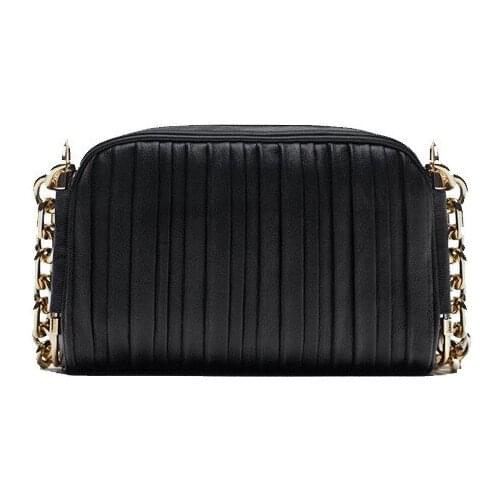 PU New Womens Bag Black Retro Gold Chain Small Fold Bag Single Shoulder Messenger Bag 2021 New Tramp Bag For Women