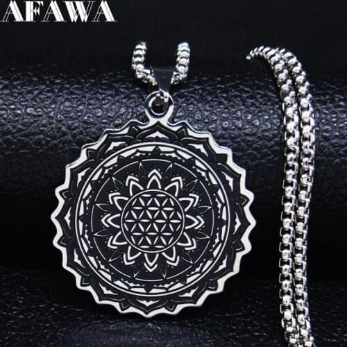 2021 Lotus Yoga Stainless Steel Chain Necklace Women/Men Silver Color Necklaces Jewelry acero inoxidable joyeria mujer N3275S01