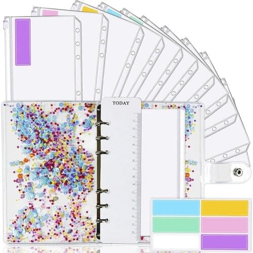 A6 Binder and 12 Transparent Envelopes, Budget Binder with Cash Envelope for Budgeting with Budget Envelope Shell