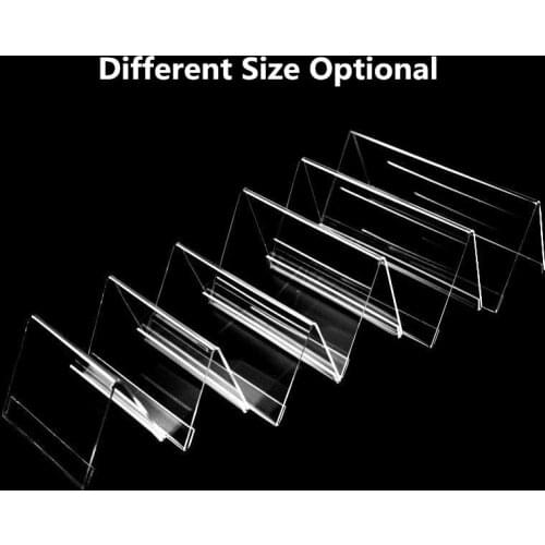 10 Pieces V Shape Clear Acrylic Sign Holder Display Stand Price Card Tag Label Name Card Case Stand Counter Top Shelf Stand