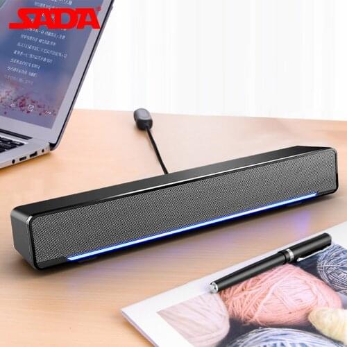 SADA V-196 USB Wired Computer Speaker Bar Stereo Subwoofer Powerful Music Player Bass Surround Sound Box 3.5mm Audio for PC TV