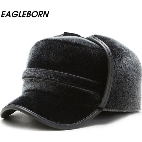 NEW Eagleborn Winter Faux Fur Russia Men Bomber Hat Fur Hat Thick Warm Dad Hats